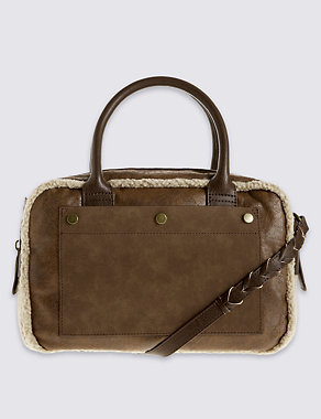 Faux Leather Casual Bowler Bag Image 2 of 6