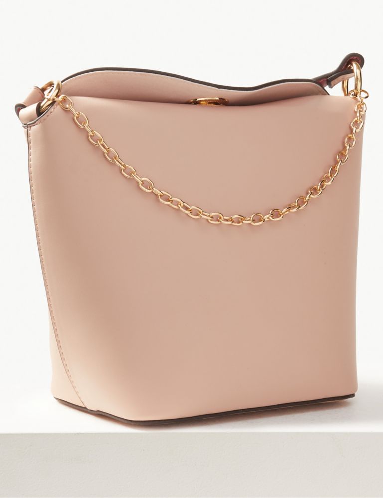 Faux Leather Chain Detail Cross Body Bag 3 of 6