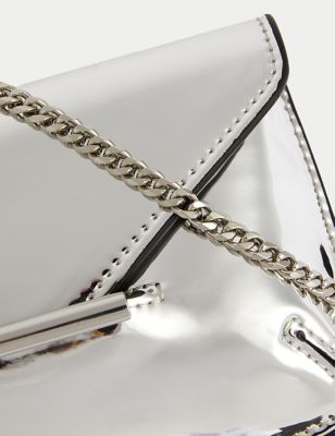 Faux Leather Chain Strap Clutch Bag Image 2 of 4