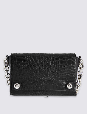 Faux Leather Chunky Chain Shoulder Bag Image 2 of 6