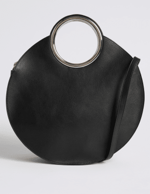 Faux Leather Circle Handle Cross Body Bag Image 2 of 5