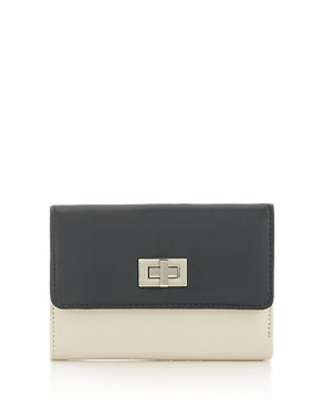 Faux Leather Colour Block Turn Lock Purse with Cardsafe™ Image 2 of 6