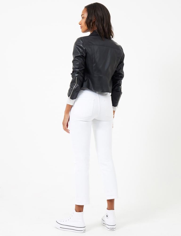 Faux leather new arrivals cropped moto jacket