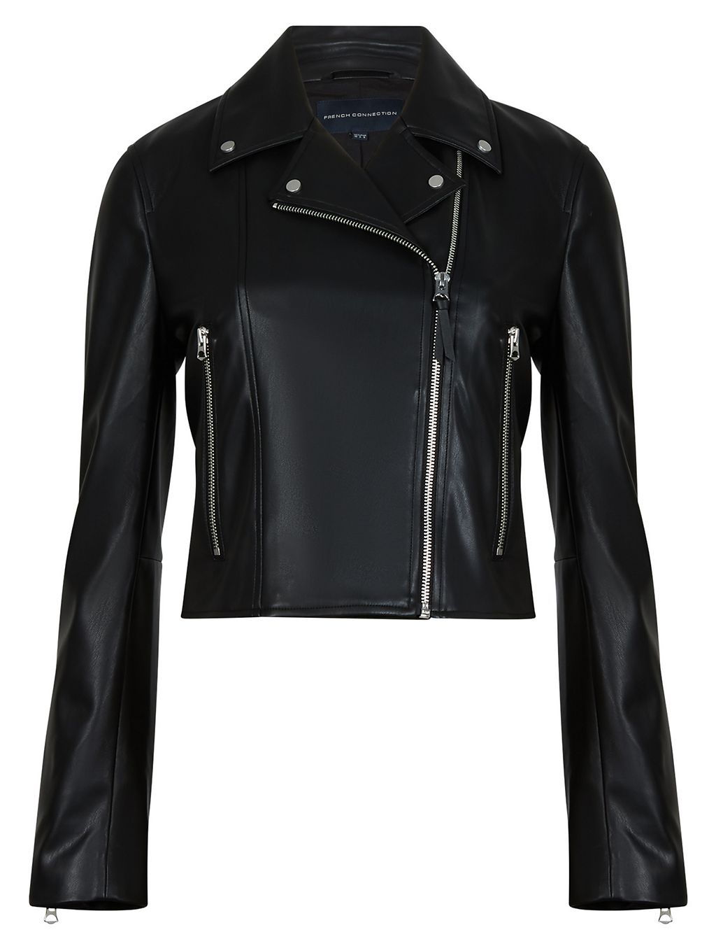 Faux Leather Cropped Biker Jacket | French Connection | M&S
