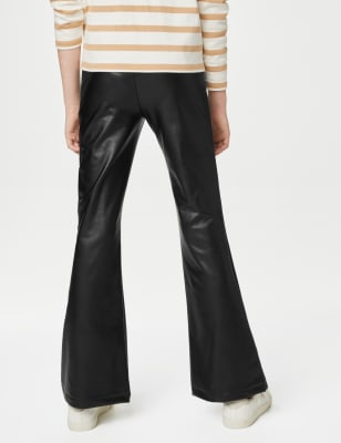 Faux leather clearance flared trousers