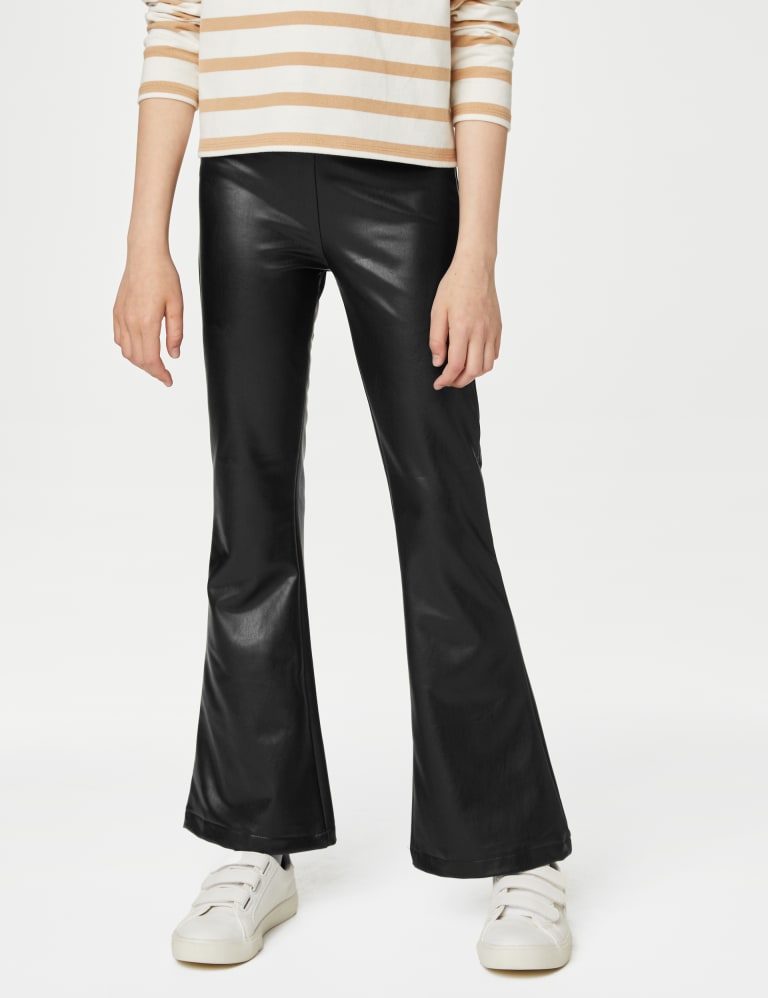 Zara FAUX LEATHER FLARED PANTS