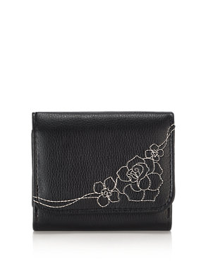 Faux Leather Floral Stitch Medium Purse with Cardsafe™ Image 2 of 5