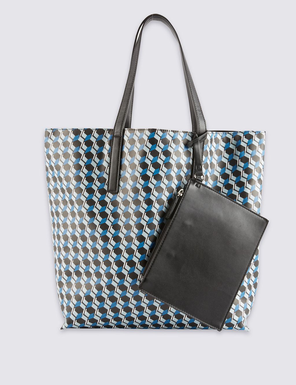 Faux Leather Geometric Print Shopper Bag 6 of 6