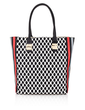 Faux Leather Geometrical Print Shopper Bag Image 2 of 6