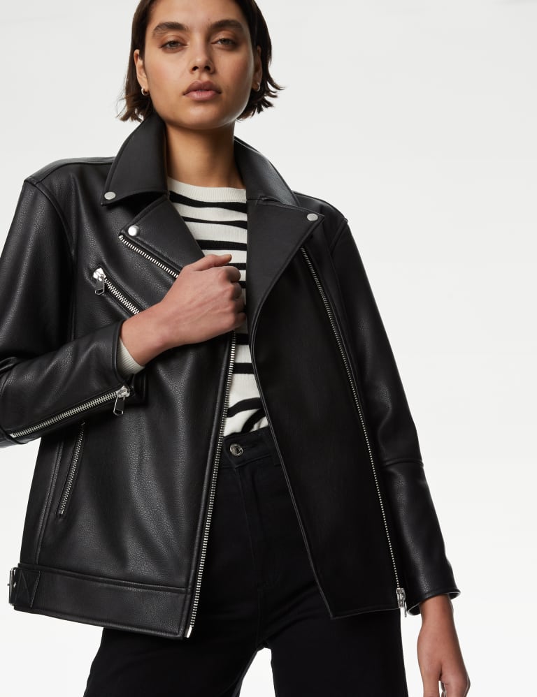 Faux Leather Girlfriend Biker Jacket | M&S Collection | M&S