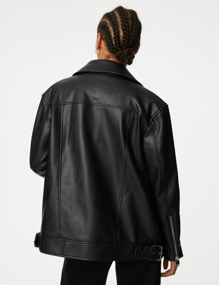 Marks and spencer black leather jacket clearance