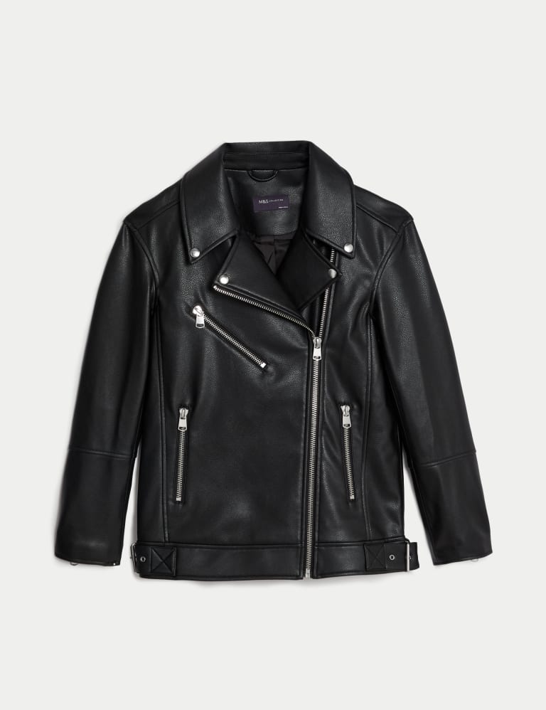 Faux Leather Girlfriend Biker Jacket 2 of 8