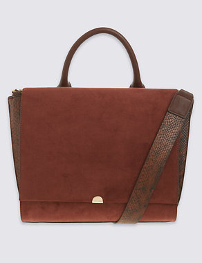 Faux Leather Handle Tote Bag Image 2 of 6