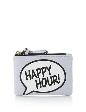 Faux Leather Happy Hour Slogan Purse Image 2 of 5