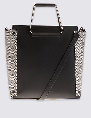 Faux Leather Metal Handle Tote Bag Image 2 of 5