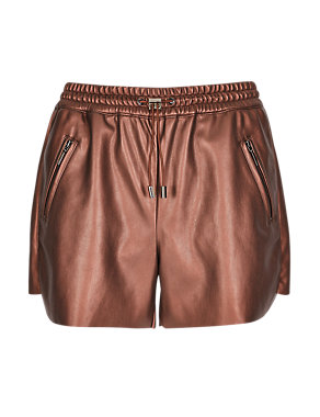 Faux Leather Metallic Effect Shorts Image 2 of 3