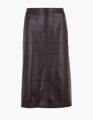 faux leather midi skirt uk