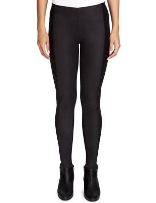 Leather look panel store leggings