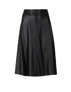 Faux Leather Panelled Skater Skirt Image 2 of 4