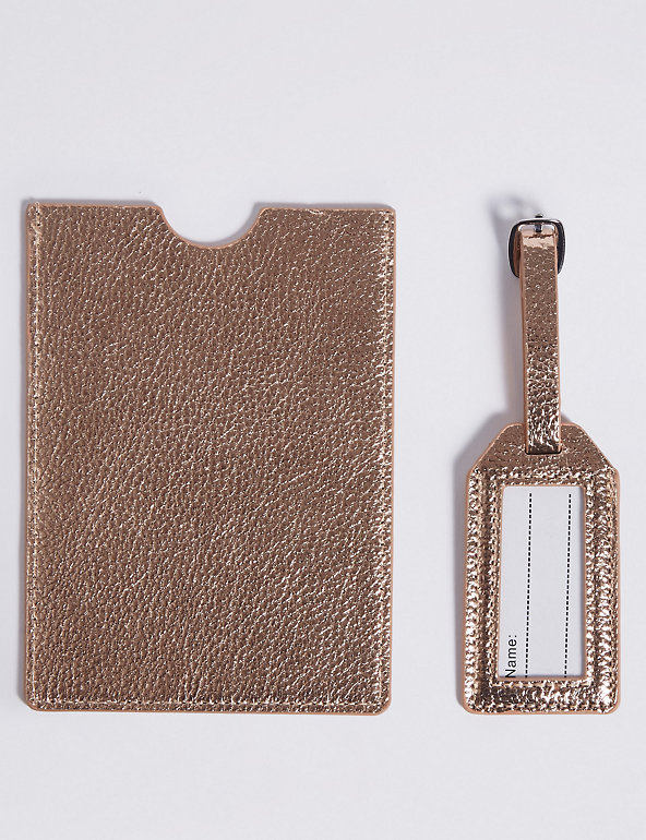 Faux Leather Passport Holder & Tag Set Image 1 of 2