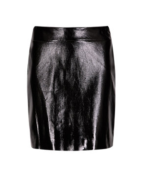 Faux Leather Patent Finish A-Line Skirt Image 2 of 3