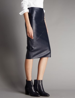 m and s leather skirt