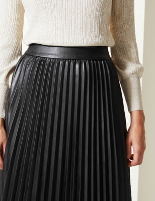 faux leather pleated maxi skirt