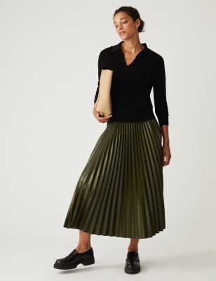 grey pleated skirt long