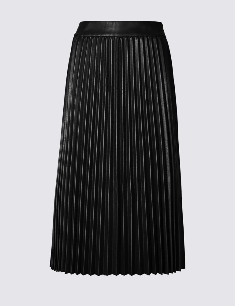 Faux Leather Pleated Midi Skirt | M&S Collection | M&S
