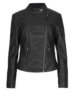 Faux Leather Quilted Biker Jacket | M&S Collection | M&S
