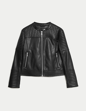 Faux Leather Quilted Moto Jacket Image 2 of 8