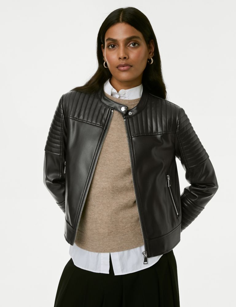 Faux Leather Quilted Moto Jacket 5 of 8