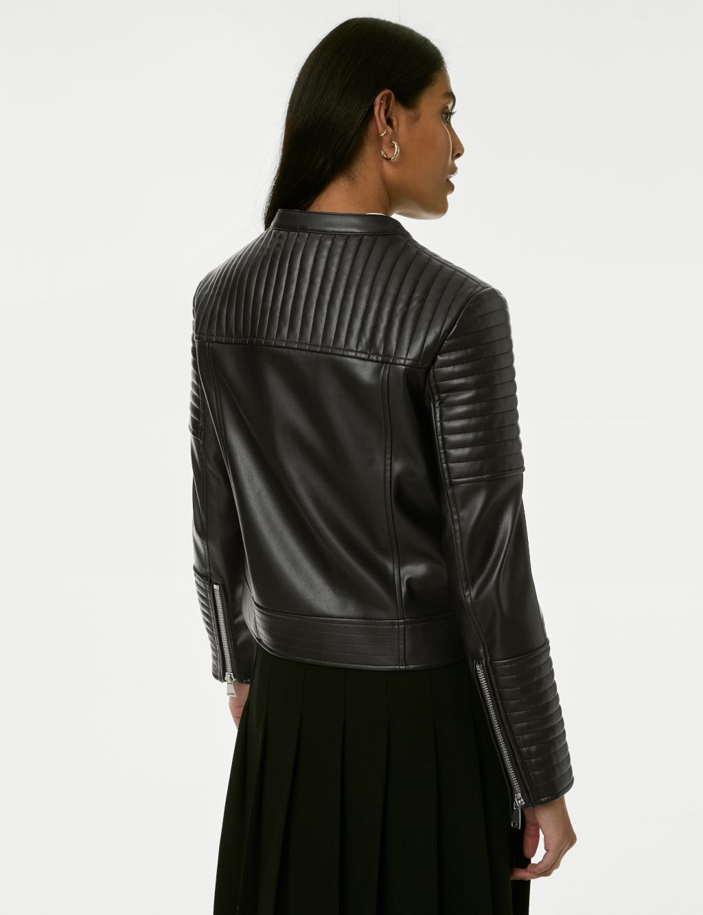 Faux Leather Quilted Moto Jacket 4 of 8