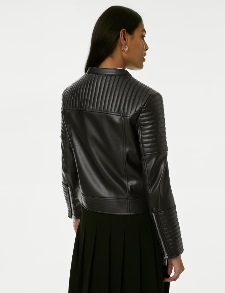 Faux Leather Quilted Moto Jacket 6 of 8