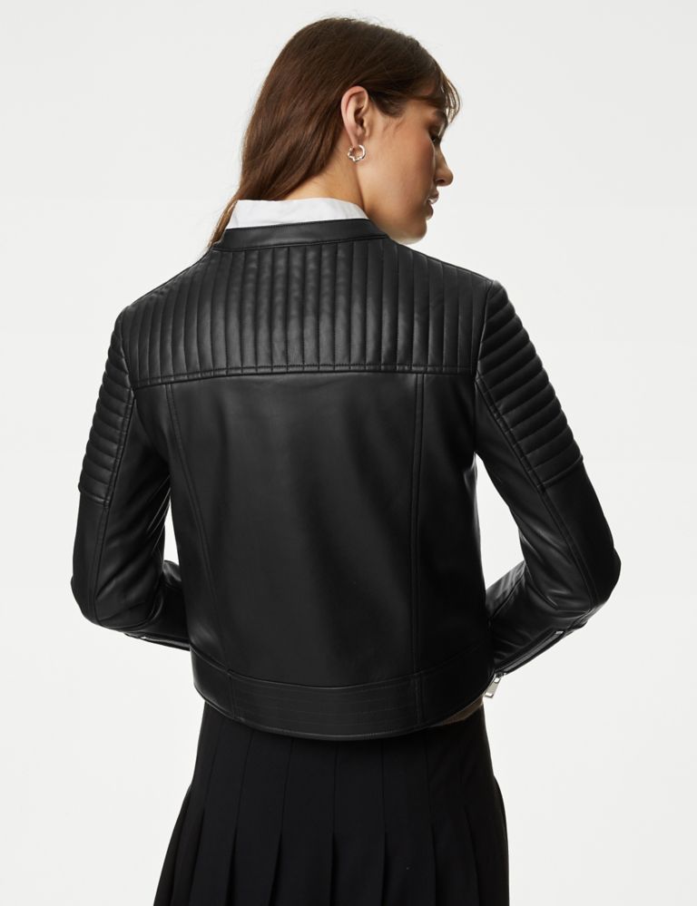 Faux Leather Quilted Moto Jacket 7 of 8