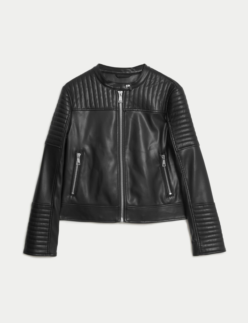 Faux Leather Quilted Moto Jacket M&S Collection M&S