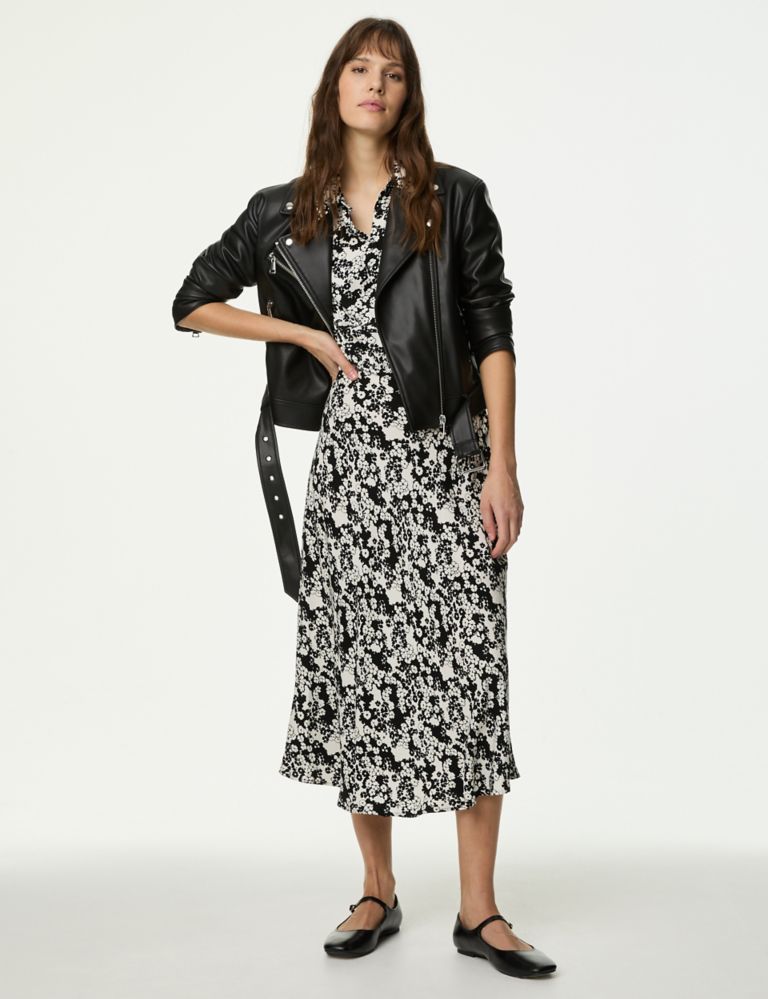 Faux Leather Relaxed Biker Jacket 4 of 9