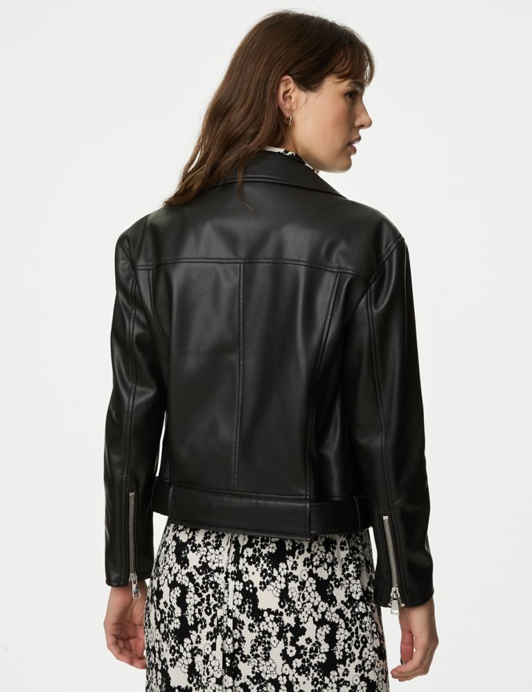 Faux Leather Relaxed Biker Jacket 6 of 9