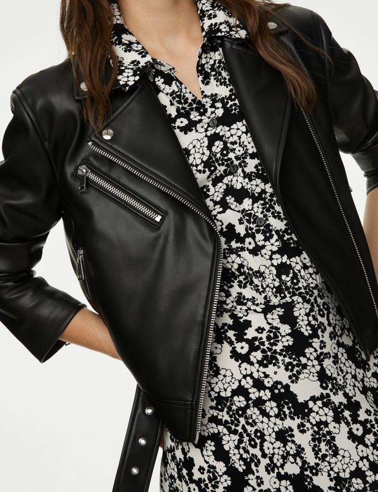 Faux Leather Relaxed Biker Jacket 7 of 9