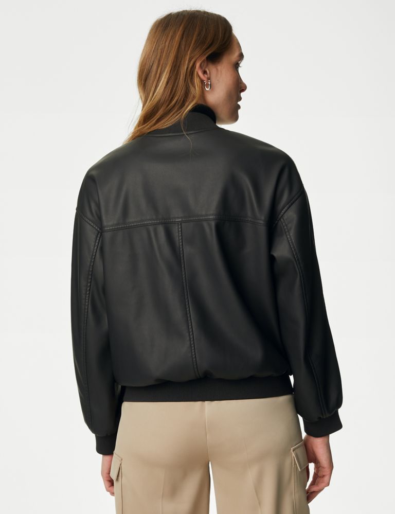 Faux Leather Relaxed Bomber Jacket 5 of 6