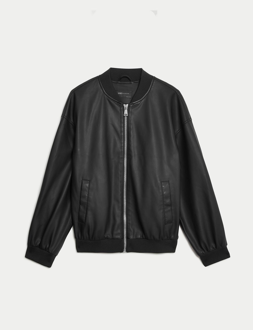 Faux Leather Relaxed Bomber Jacket 1 of 6