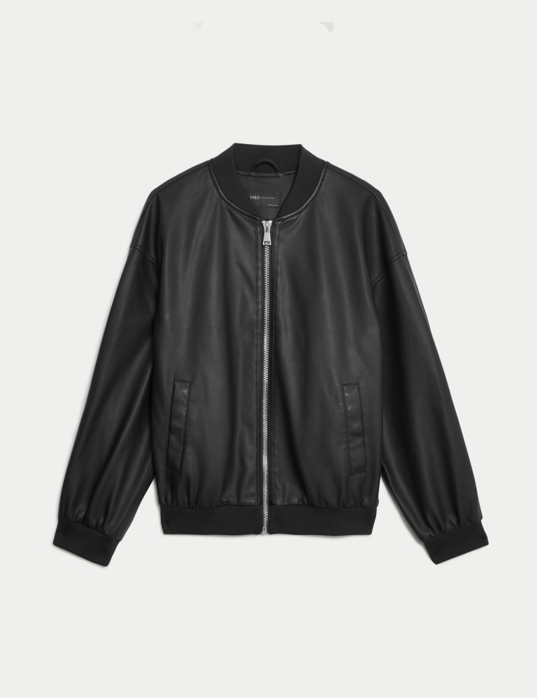 Faux Leather Relaxed Bomber Jacket | M&S Collection | M&S