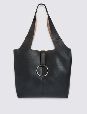 Faux Leather Ring Slouch Hobo Bag Image 2 of 5