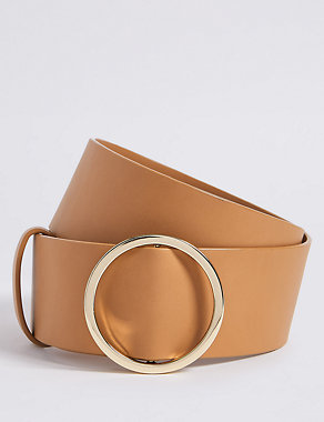 Faux Leather Round Buckle Waist Belt Image 2 of 3