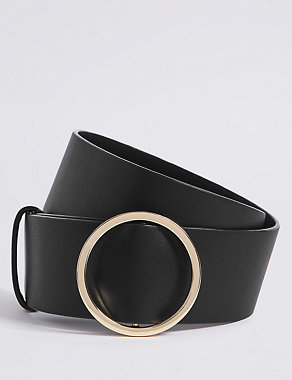Faux Leather Round Buckle Waist Belt Image 2 of 3