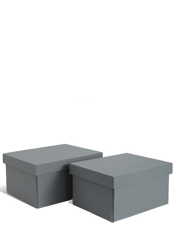 Faux Leather Set Of 2 Boxes M S, Leather Storage Boxes