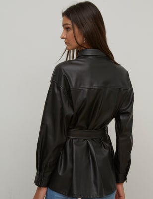 m&s leather shacket