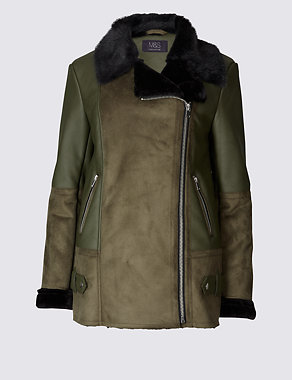 Faux Leather Shearling Jacket Image 2 of 5
