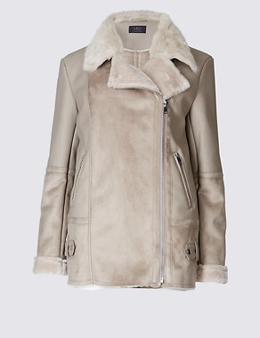 Faux Leather Shearling Jacket Image 2 of 5