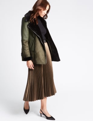 M&s hot sale shearling jacket